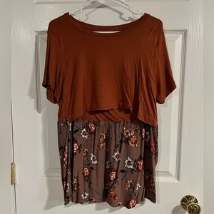 Latched Mama Baby Doll Tee Rust Floral